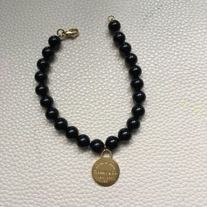 Tiffany & Co 18k 750 Gold Onyx Bead Bracelet